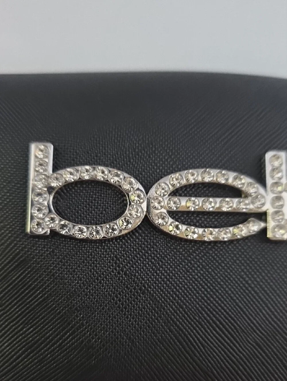 bebe Black Rhinestone Logo Cosmetic Pouch